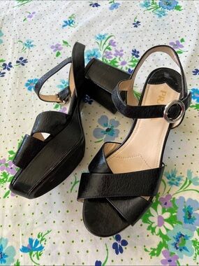 Prada Platform Buckle Chunky Strappy Heels - 37